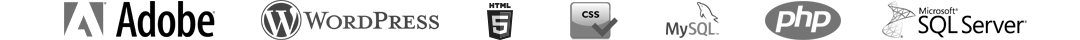 Adobe WordPress HTML CSS MySQL PHP Microsoft SQL Server